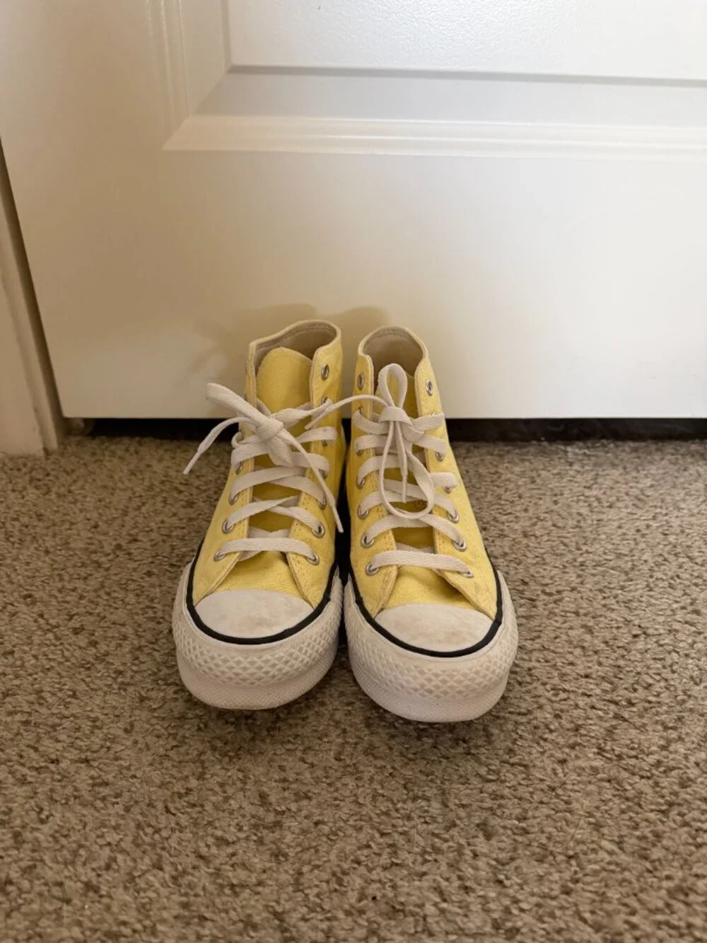Butter Yellow Platform High Top Converse- Size 2